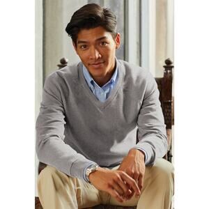 Brooks Brothers | L |  men's sweater V Neck Supima or Pima cotton Pullover Grey